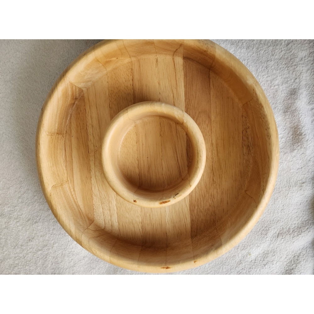 Studio Nova Thailand Wood Chip and Dip Serving Set Natural Grain Platter Bowl